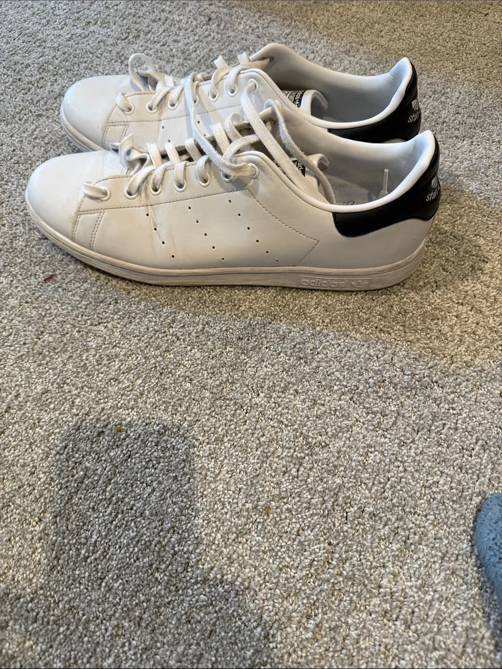 adidas Stan Smith White Sneakers with Navy Heel Tab